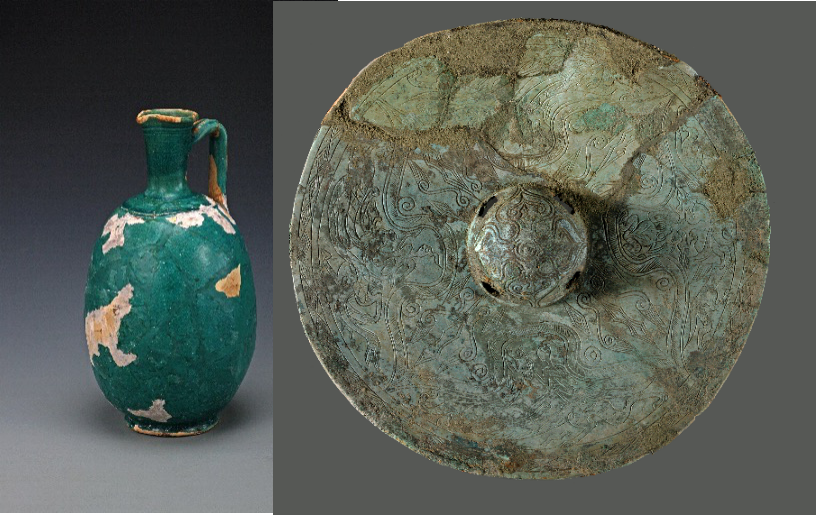 说明: 合浦汉墓群出土文物波斯陶壶和铜钹