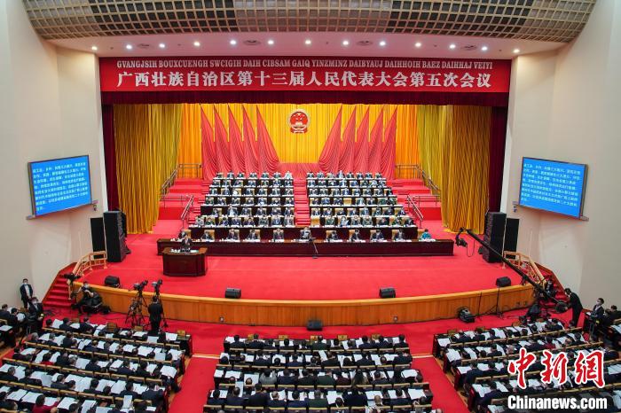 说明: 1月17日，广西壮族自治区第十三届人民代表大会第五次会议在南宁开幕。　陈冠言 摄